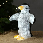 Пингвин Новогодний светящийся 32 см, уличный, акрил, 20 холодных белых LED ламп