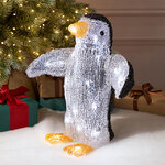 Пингвин Новогодний светящийся 32 см, уличный, акрил, 20 холодных белых LED ламп