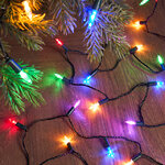 Светодиодная гирлянда Vintage Lights 24 м, 240 разноцветных мини LED ламп, зеленый ПВХ, контроллер, таймер, IP20