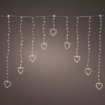 Светодиодная гирлянда бахрома Сердечки - Shining Hearts 1.2*1 м, 206 теплых белых микро LED ламп, серебряный провод, контроллер, таймер, IP44