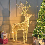 Светящийся олень Golden horns 180 см, 1320 теплых белых LED ламп, таймер, IP44