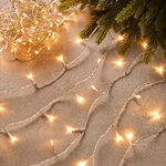 Светодиодная гирлянда нить Объемная 240 теплых белых LED ламп 18 м, прозрачный ПВХ, контроллер, IP44