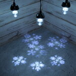 Новогодняя гирлянда Снежинки, 6 лампочек с холодным белым светом, 2.5 м, IP44
