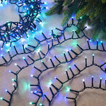 Светодиодная гирлянда нить Lumineo Snake 34 м, 1500 голубых/белых/зеленых LED ламп, зеленый ПВХ, контроллер, таймер, IP44