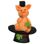 Декоративная прищепка Счастливая Свинка в шляпе с клевером 6*3 см