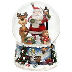 Музыкальный снежный шар Санта с Оленем Рудольфом - Лапландийский дуэт 20 см