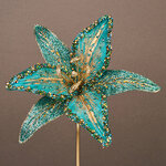 Искусственная пуансеттия Shepton Mallett 23 см бирюзовая, клипса