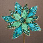 Искусственная пуансеттия Fochabers 26 см бирюзовая, клипса