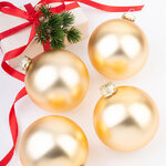 Набор стеклянных шаров 10 см золотой матовый, 4 шт