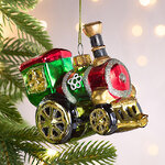 Елочная игрушка Паровоз из сказки 12 см, стекло