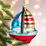 Елочная игрушка Кораблик Tendero 13 см, стекло