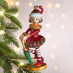 Елочная игрушка Девочка Аделина с зонтиком 15 см в подарочной коробке, стекло