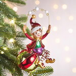 Елочная игрушка Эльф Чарли из цирка Чудес 15 см в подарочной коробке, стекло