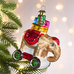 Елочная игрушка Слон Рон с подарками 12 см, стекло