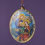 Елочная игрушка Медальон - Святое Семейство 13 см, стекло