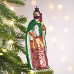 Елочная игрушка Волхв Мельхиор с ягненком 16 см, стекло