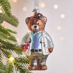 Елочная игрушка Медведь Кристофер в костюме доктора 13 см, стекло