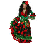 Карнавальный костюм Цыганка-гадалка зеленый, рост 140 см