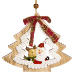 Деревянная елочная игрушка Елочка Сканди - Санта с Оленем 12 см, подвеска