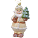 Елочная игрушка Дедушка Санта с деревцем 12 см, пластик, подвеска