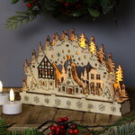 Светильник-горка с мостом Рождественская деревушка в лесу 3, 23*15 см, батарейка