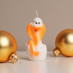 Декоративная свеча Символ Года - Змейка в скорлупе 8 см оранжевая