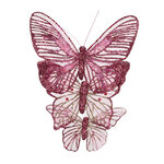 Набор декоративных украшений Бабочки Orecolo 11-14 см, 3 шт, темно-розовый, клипса