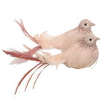 Елочная игрушка Птичка Дамиано - Розовый Жемчуг 18 см, клипса