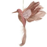 Елочная игрушка Колибри Корнелия 20 см розовая, подвеска