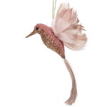 Елочная игрушка Колибри Ирма - Розовое Очарование 14 см, подвеска
