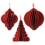 Набор подвесных украшений из бумаги Leonessa 15*11 см красный, 3 шт