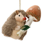 Елочная игрушка Ежик Джереми с грибочком 16 см