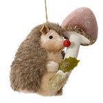 Елочная игрушка Ежик Льюис с грибочком 16 см