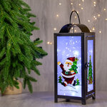 Металлический фонарь для свечи Новый год идет - Дед Мороз 15*38 см