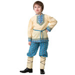 Карнавальный костюм Национальный для мальчика, бежево-голубой, рост 134 см