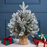 Настольная елка Ice Queen заснеженная с шишками в мешочке 60 см, ЛИТАЯ+ПВХ+ЛЕСКА