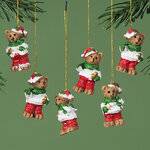 Набор елочных игрушек Новогодние Медвежата 4 см, 6 шт