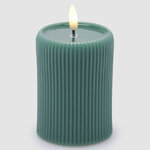 Светодиодная свеча с имитацией пламени Moccolo 10 см бирюзовая, с пультом