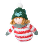 Елочная игрушка Девчушка в полосатом свитере 12 см, подвеска