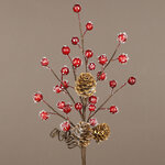 Декоративная ветка с шишками и ягодами Зимняя Симфония 30 см