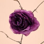 Роза Искристая 14 см сливовая, клипса