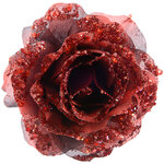 Роза Искристая 14 см бордовая, клипса
