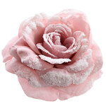 Роза Заснеженная 12 см розовая, клипса