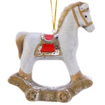 Елочная игрушка Лошадка-Качалка с красным седлом 10 см, подвеска