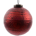 Винтажный шар Рисунки Востока 10 см красный, стекло