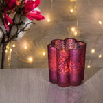 Стеклянный подсвечник для маленькой свечи Нежная Фиалка 6 см пурпурный шелк