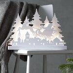 Новогодний светильник Magically Wood: Санта на санях 42*30 см, 36 теплых белых LED ламп, на батарейках