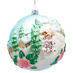 Стеклянный елочный шар Снеговичок Берни 11 см