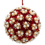 Винтажный елочный шар Velvet Opulence Orb 10 см красный