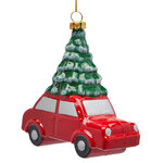 Елочная игрушка Машинка с елкой - Biggar 8 см